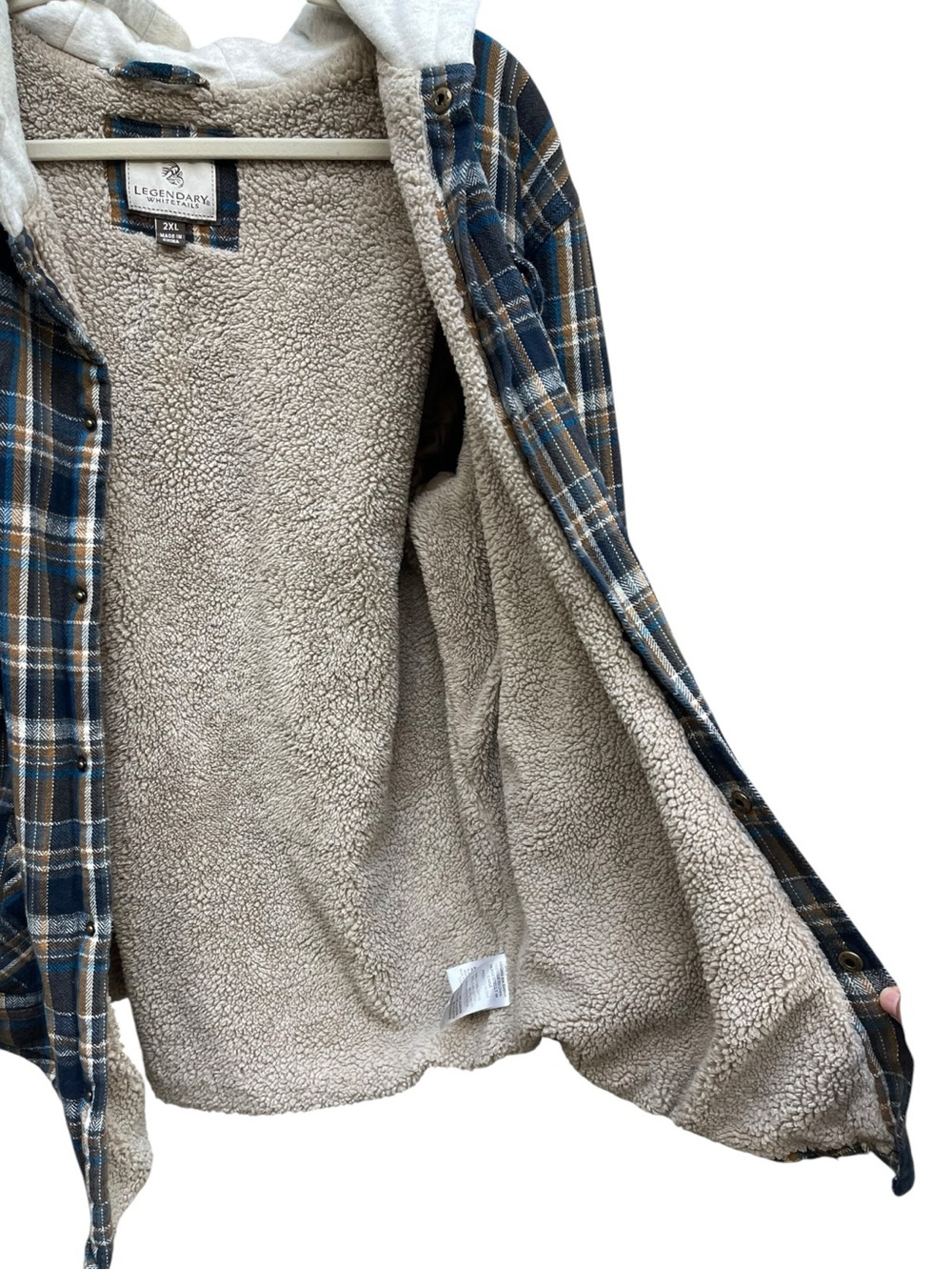 Legendary Whitetails 2XL Plaid Sherpa Lined Hooded Flannel Shirt Jacket Mens XXL - Picture 2 of 9